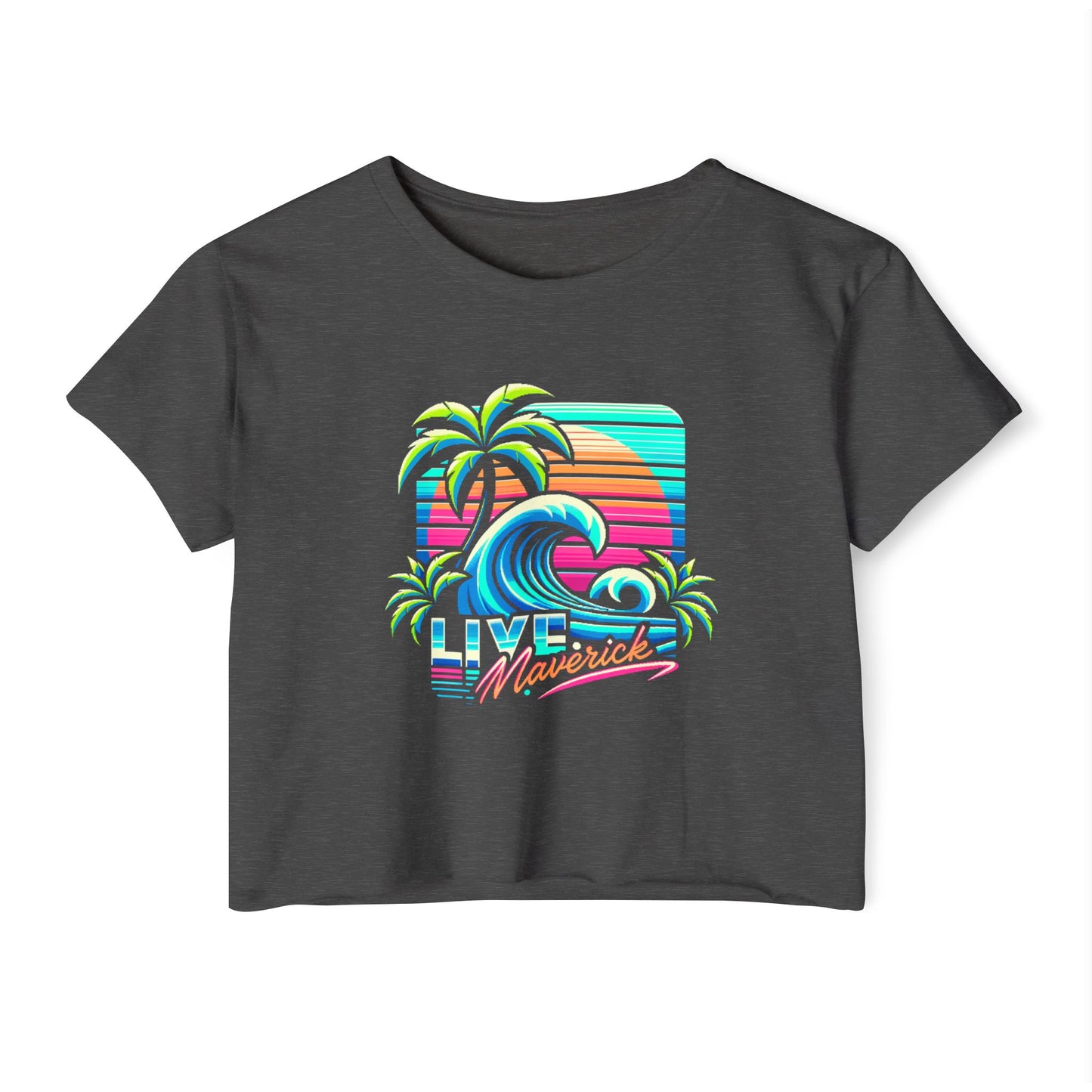 Retro Wave with Palms - Women's Crop Top