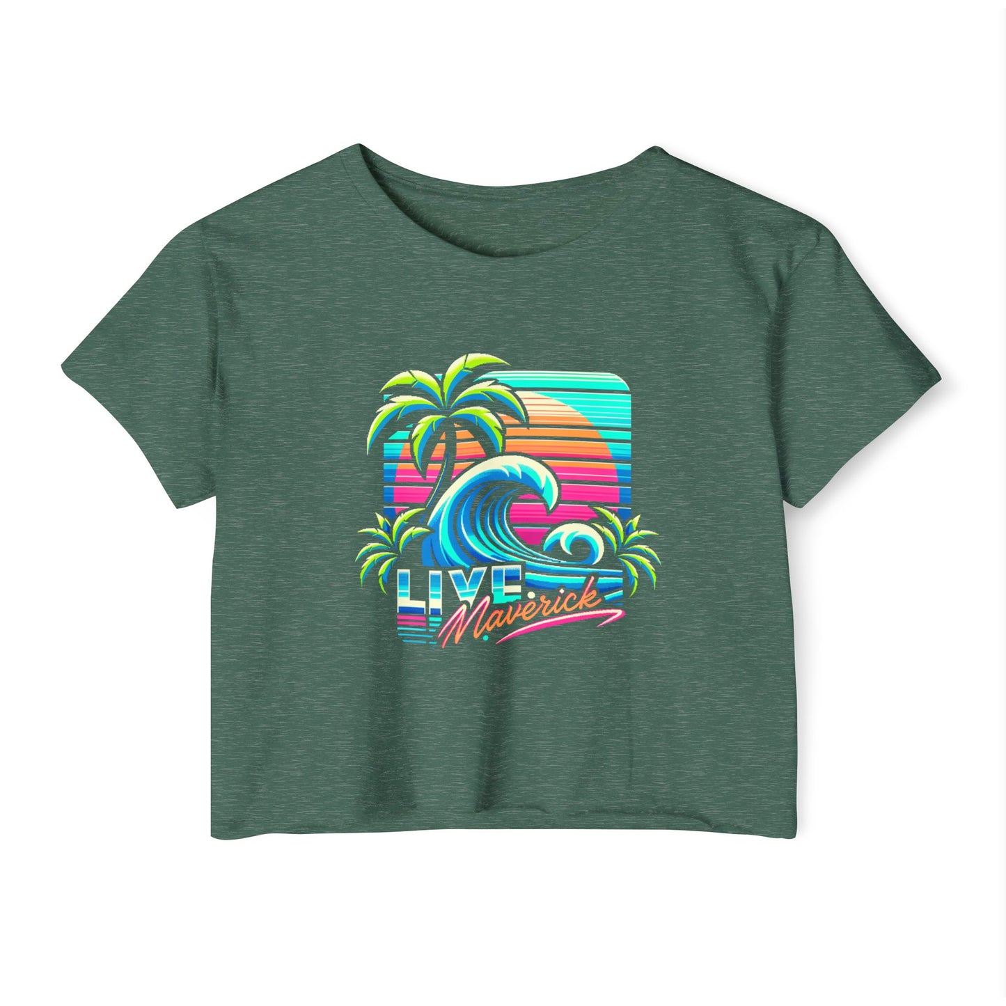 Retro Wave with Palms - Women's Crop Top