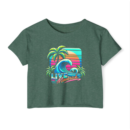 Retro Wave with Palms - Women's Crop Top