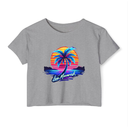 Neon Blue Palm Tree - Women's Crop Top