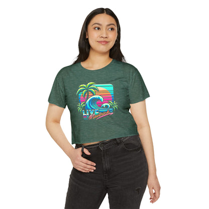 Retro Wave with Palms - Women's Crop Top