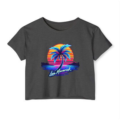 Neon Blue Palm Tree - Women's Crop Top